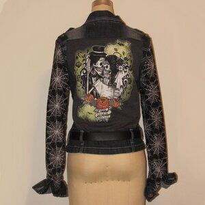 Upcycled Halloween denim jacket SPOOKY